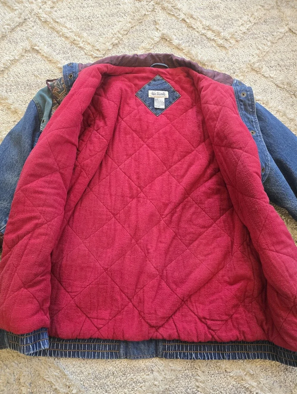 Vintage Two Twenty Western Denim Jacket Women’s Medium Aztec Pattern Jean Coat
